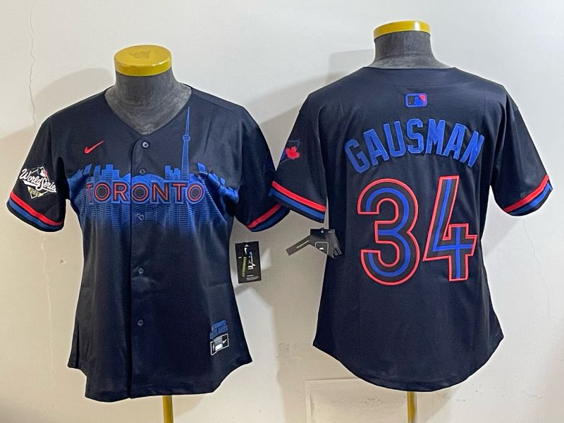 Women 2025 Nike Toronto Blue Jays #34 Gausman Blue Game MLB Jersey 05->women mlb jersey->Women Jersey